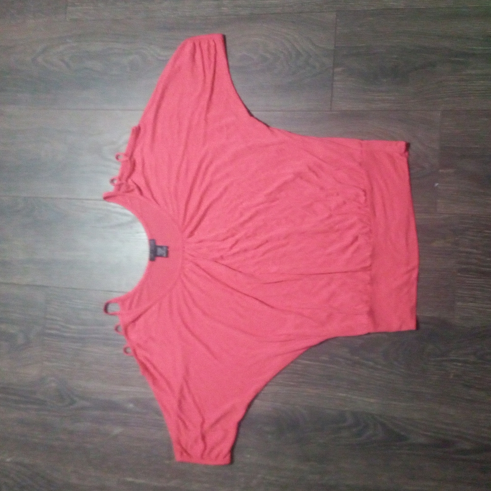 Pink cold shoulder top